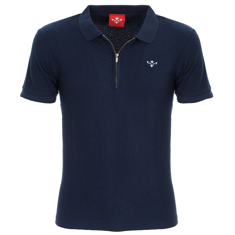 NAVY ICON ZIP POLO