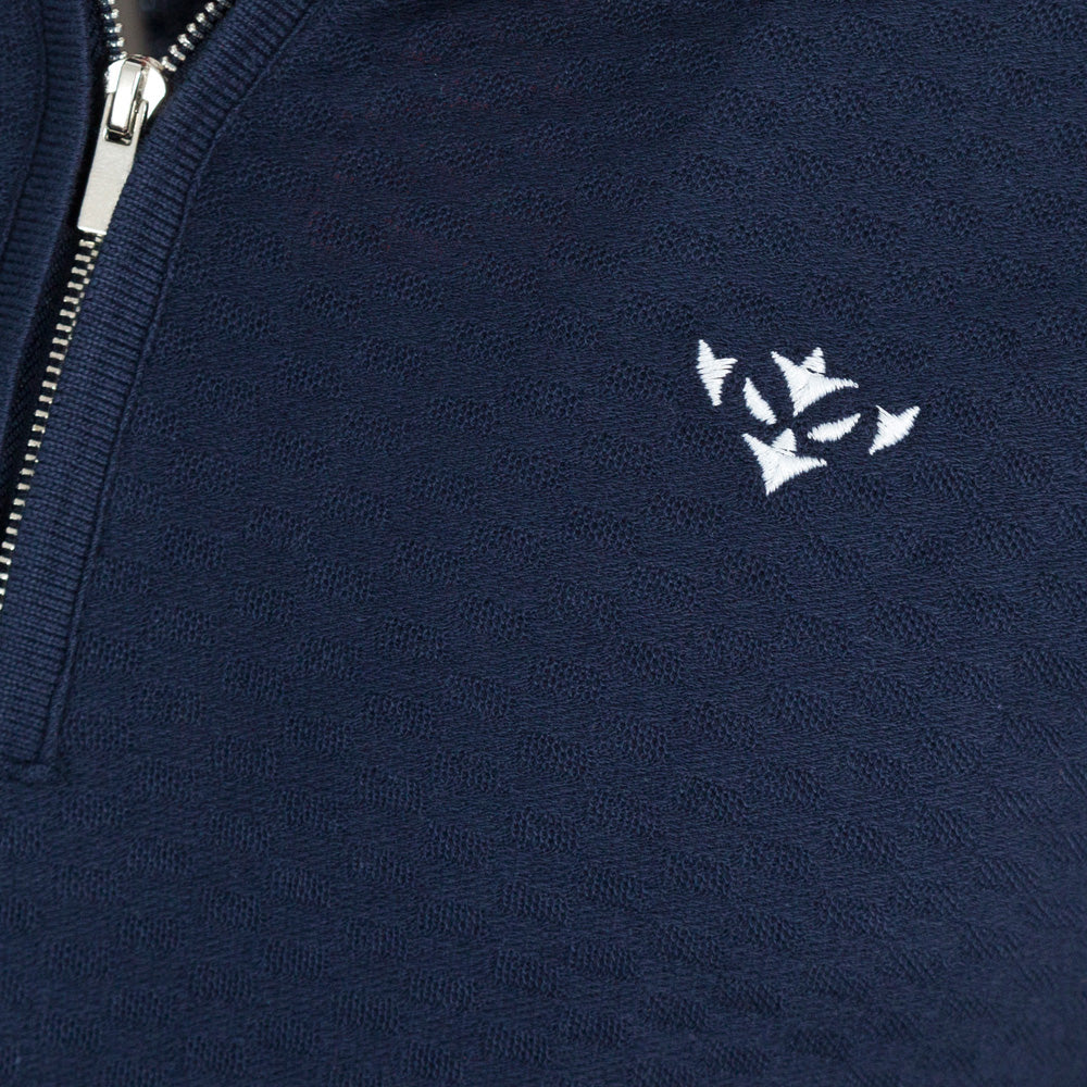 NAVY ICON ZIP POLO