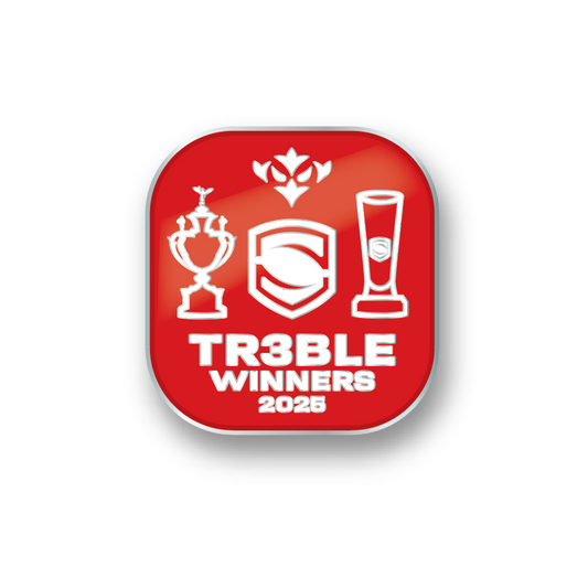 Red badge with 'TR3BLE WINNERS 2025' text and symbols on a white background