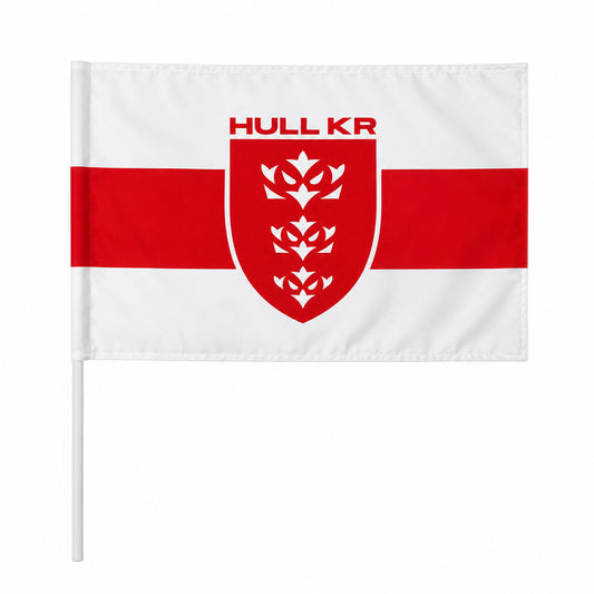 WHITE BAND CREST HAND WAVING FLAG