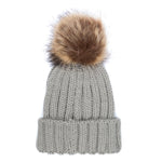 JUNIOR GREY POM BEANIE