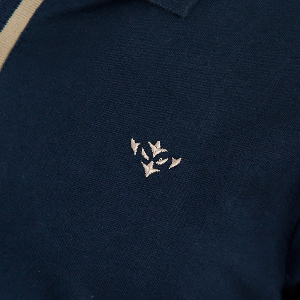 NAVY/STONE ZIP POLO