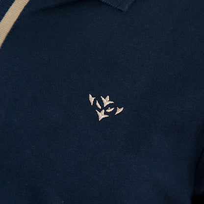 NAVY/STONE ZIP POLO