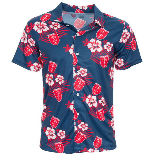 NAVY CREST HAWAIIAN SHIRT