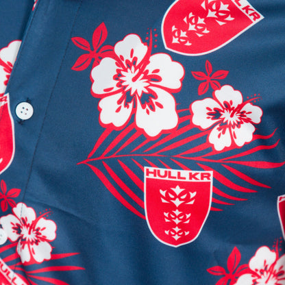 NAVY CREST HAWAIIAN SHIRT