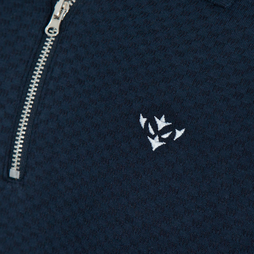 NAVY ICON TEXTURED ZIP POLO