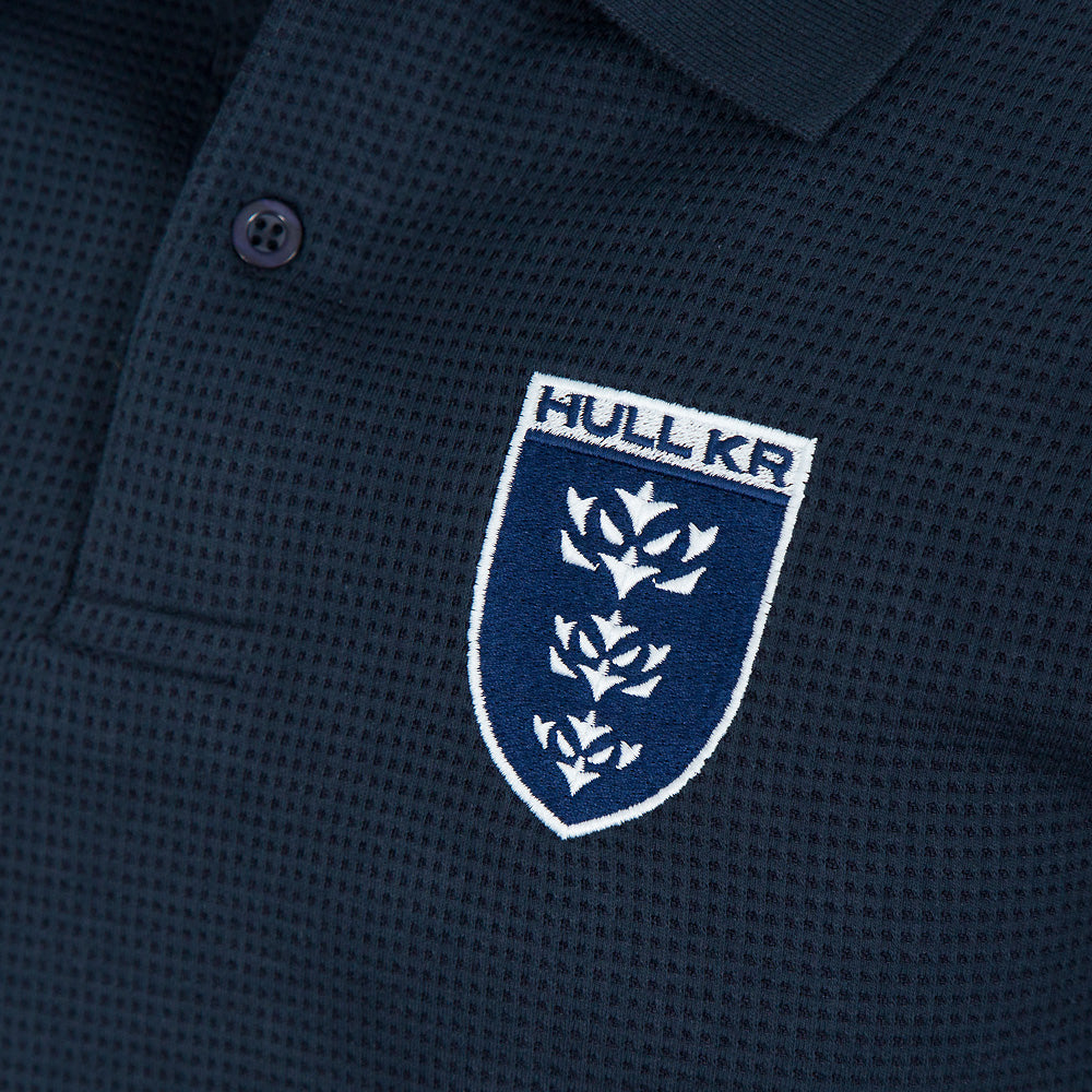 NAVY CREST WAFFLE POLO