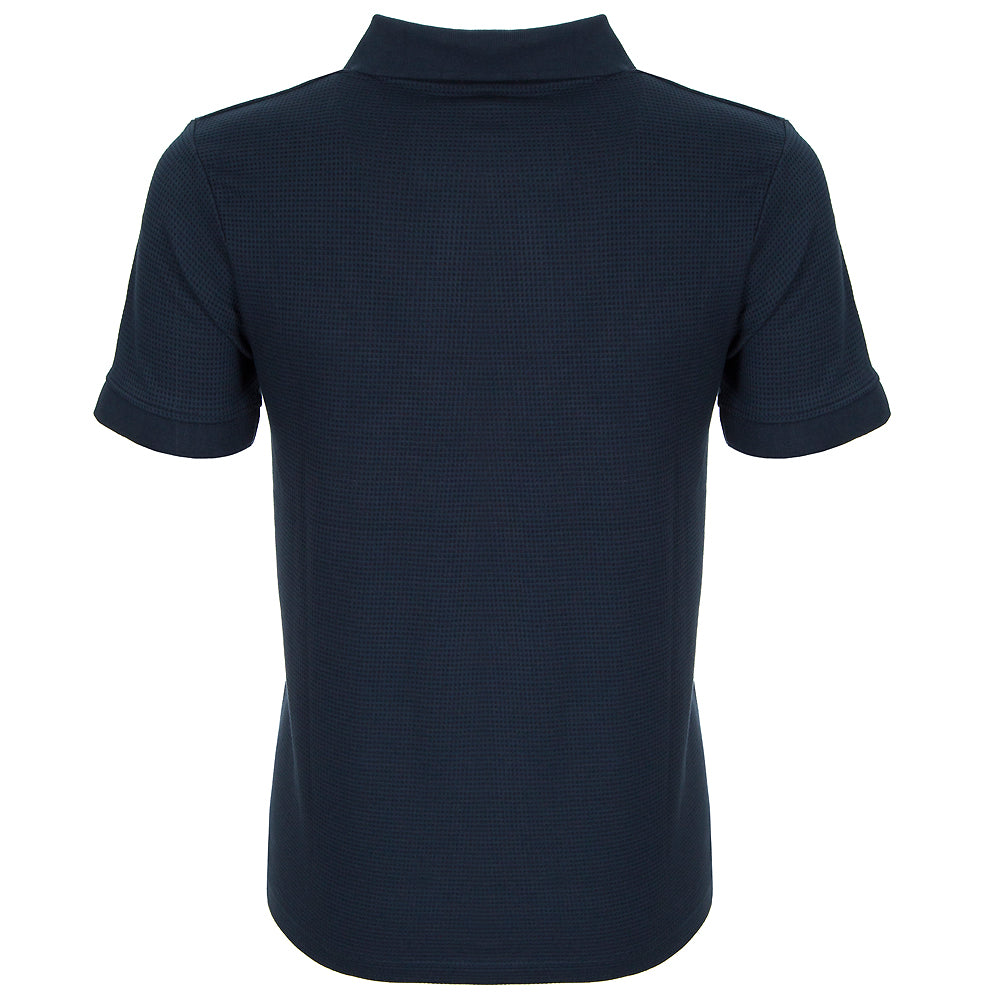 NAVY CREST WAFFLE POLO