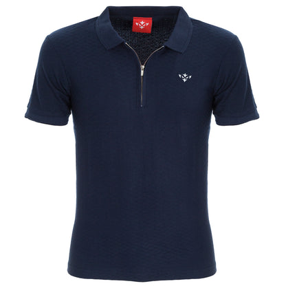 NAVY ICON ZIP POLO