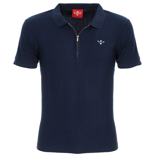 NAVY ICON ZIP POLO