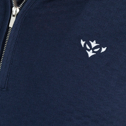 NAVY ICON ZIP POLO