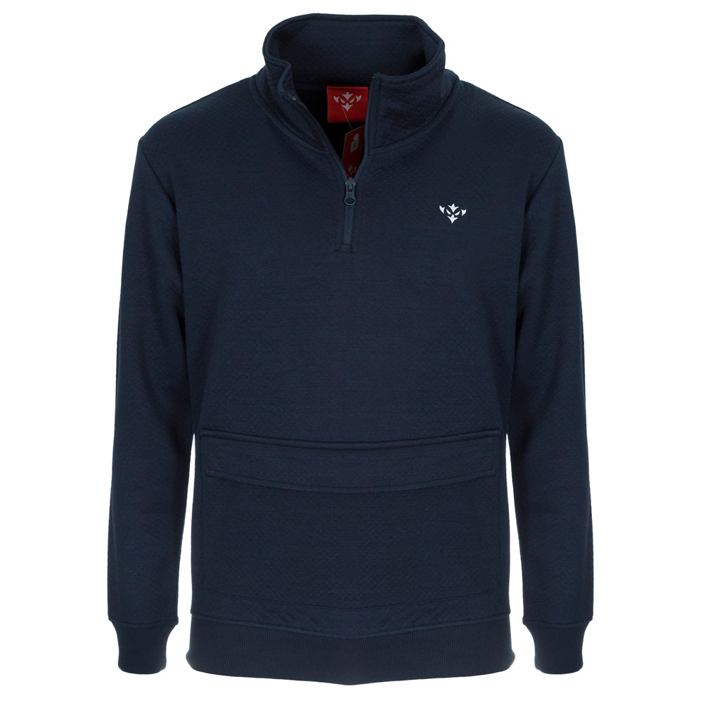 NAVY ICON 1/4 ZIP WAFFLE JACKET