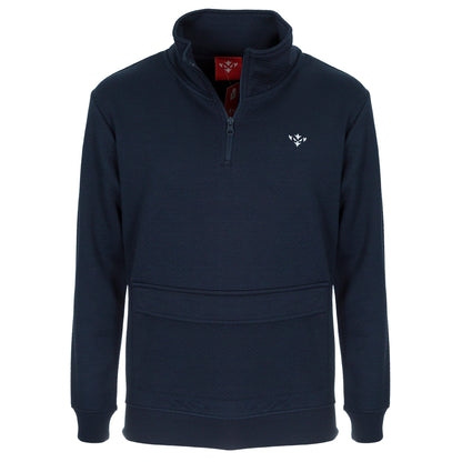NAVY ICON 1/4 ZIP WAFFLE JACKET