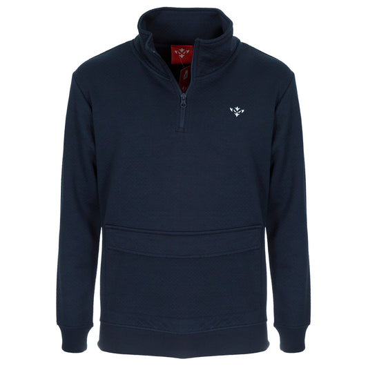 NAVY ICON 1/4 ZIP WAFFLE JACKET