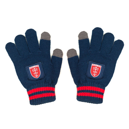 NAVY CREST TOUCH SCREEN GLOVES