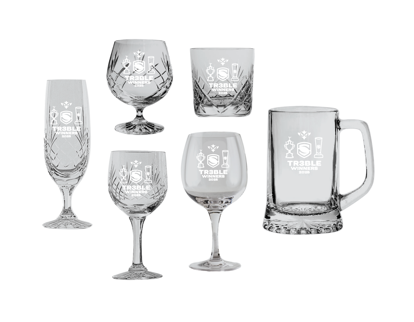 TREBLE WINNERS CRYSTAL GLASSWARE - PRE ORDER